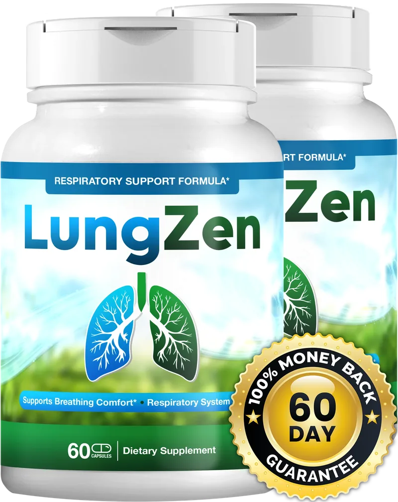 Two bottles of LungZen supplement, 60-day supply package